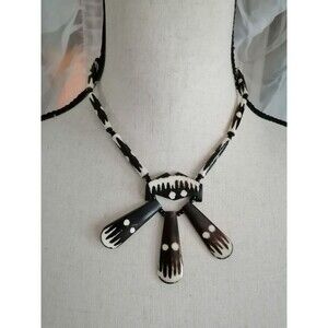 Batik Cylinder Beads Pendent Collar Necklace Boho South West